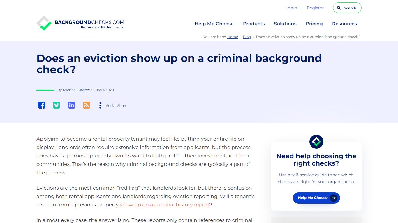 Does an eviction show up on a criminal background check?